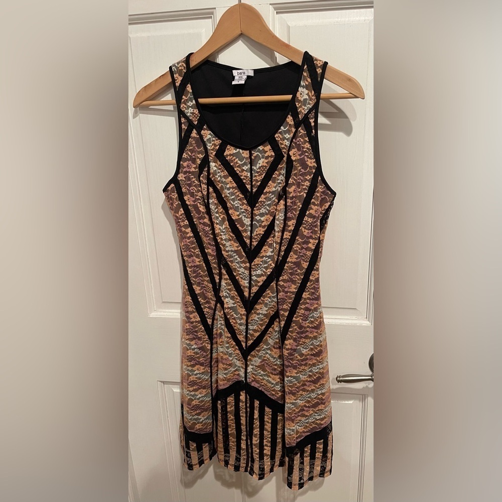 Bar III Black and Gold Sequin Sheath Dress S